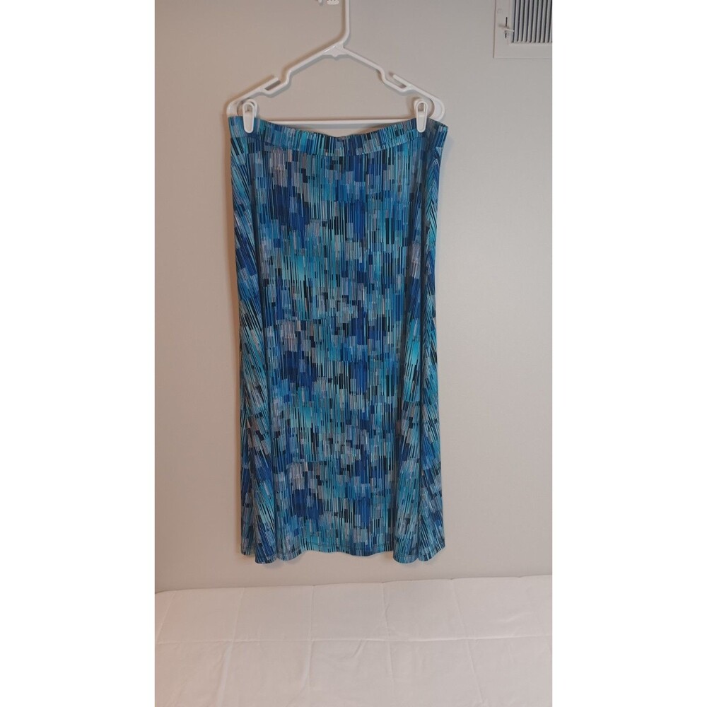 Vintage Kasper Maxi Stripe Skirt Jersey Knit Sz XL Blue / Black